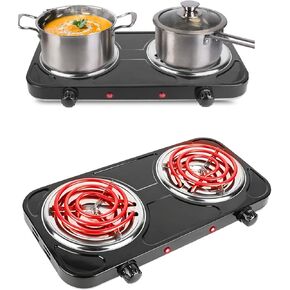 KOCASO 2000W Electric Double Burner Portable Coil Heating Hot Plate Stove Hotplate with Non Slip Rubber Feet 5 Temperature Adjustments,Suitable for countertops or RVs in Kuwait