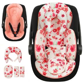 Infant Car Seat Insert, Baby Head Body Support for Newborn to Toddler with Extra Headrest, Shoulder Pads Set, Soft, Plush Fabric, Reversible Design Fits for Stroller, Baby Swing, Bouncer in Kuwait