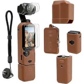 حافظة Osmo Pocket 3، غطاء سيليكون واقي لـ DJI Pocket 3/Xtra Muse مع واقي شاشة وحزام معصم، ناعم ومقاوم للخدش وجلد كم (وردي) in Kuwait