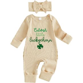 ملابس My First St Patricks Day للفتيات الصغيرات حديثي الولادة من قطعة واحدة بأكمام طويلة من قطعة واحدة ملابس الربيع للرضع in Kuwait