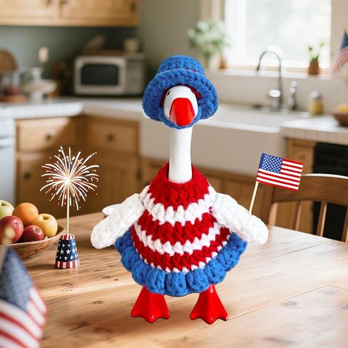 St Patrick's Day Desk Goose Outfits 7 Inch Knit Goose Outfits St Patricks Mini Desk Duck Clothe for Magnetic Geese StatueTable Desk Key Holder Decoration in Saudi Arabia