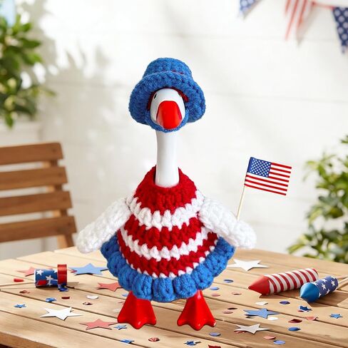 St Patrick's Day Desk Goose Outfits 7 Inch Knit Goose Outfits St Patricks Mini Desk Duck Clothe for Magnetic Geese StatueTable Desk Key Holder Decoration in Saudi Arabia