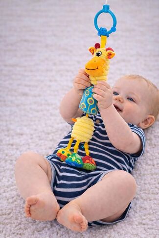 Balibazoo Gabi The Giraffe Hanging Baby Toy for 0-24M - 360° Rotating Neck | Deep Chime, Crinkle, Rattle, BPA-Free Material | Clip for Stroller, Car Seat | Soft Plush Sensory Newborn Gift in Kuwait