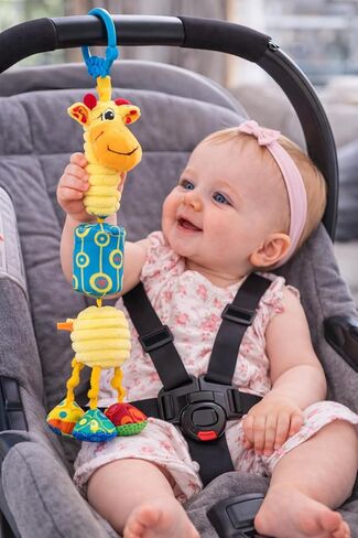 Balibazoo Gabi The Giraffe Hanging Baby Toy for 0-24M - 360° Rotating Neck | Deep Chime, Crinkle, Rattle, BPA-Free Material | Clip for Stroller, Car Seat | Soft Plush Sensory Newborn Gift in Kuwait