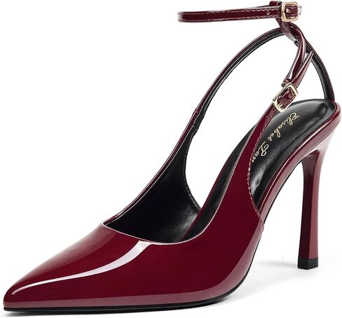 Elisabet Tang Cute Women's 10cm Double Adjustable Ankle Strap Heeled Pumps, Sexy 4Inch Pointed Toe Slingback Stiletto Heels for Elegant Formal Wear in Kuwait