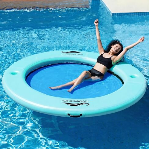Huatean Sun Chill Float Float for البالغين من الخدمة الثقيلة ، أرجوحة مائية قابلة للنفخ 8 أقدام لحفلات الصيف ، منصة عائمة قابلة للنفخ ، رصيف عائم قابل للنفخ للبحيرة ، حمام سباحة ، حلقة شبكية تعويم in Kuwait