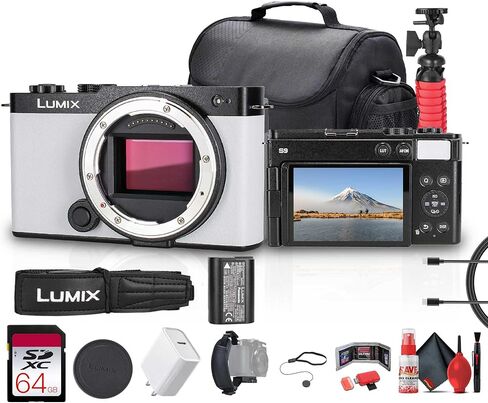 Panasonic Lumix S9 Mirrorless Camera in White (DC-S9GD-W) Bundle Including: 64 GB Mem Card, Battery Pack, Case, Lens Caps, Hand Strap, Adapter, Cleaning Kit, Flexible Tripod, Card Reader, Card Wallet in Kuwait