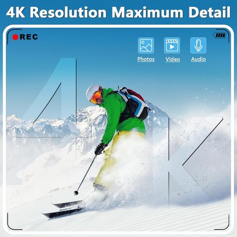 4K Handheld Vlogging Camera with Front and Rear Dual Cameras, WiFi Action Camera for YouTube, Pocket POV Camera for Travel, Blogging, and Outdoor Activities, 32GB Card Included in Kuwait