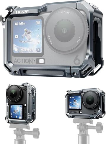 قفص LKTOP Action 6 + مقبض لملحقات كاميرا DJI Osmo Action6، طقم قبضة الشارع، قفص من سبائك الألومنيوم، حامل قبضة محمول، إطار واقي مغناطيسي، إطلاق سريع، مع حزام معصم للأحذية الباردة in Kuwait