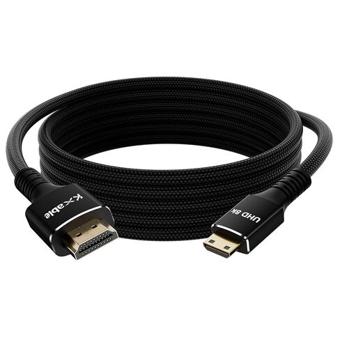 كابل HDMI صغير بزاوية قائمة 8K إلى HDMI بطول 4 أقدام، ثنائي الاتجاه، مضفر، 8K@60 هرتز، 4K@120 هرتز، متوافق مع الكاميرا، كاميرا الفيديو، الشاشة المحمولة، الكمبيوتر المحمول، الكمبيوتر اللوحي، بطاقة الرسومات، Raspberry Pi Zero -Bend Down in Kuwait