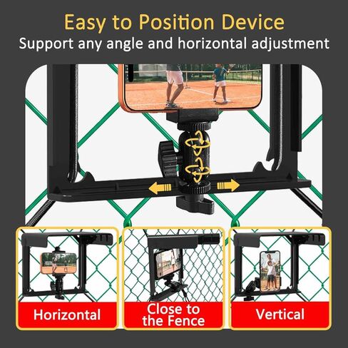 Cell Phone Fence Mount with Shade, Phones Holder Mounting Kit for iPhone, Mevo Start and Other Action Cameras, for Recording Baseball, Hockey, Softball and Tennis Games (Black) in Saudi Arabia
