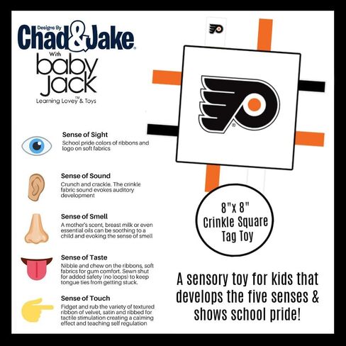 لعبة علامة الأطفال The Learning Lovey Philadelphia Flyers، ألعاب الهوكي الحسية المجعدة من NHL، ناعمة وآمنة، عربة مثالية، خالية من مادة BPA مع مشبك، 8 × 8 بوصة in Kuwait