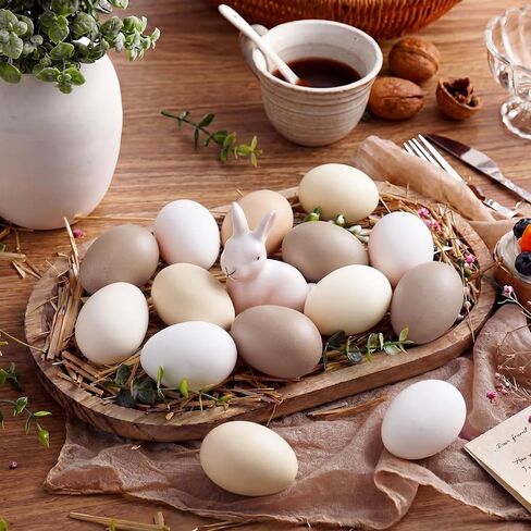 24 قطعة من بيض عيد الفصح المحايد من Gejoy بيض الدجاج المزيف البلاستيكي مقاس 2.36 بوصة ديكور عيد الفصح البوهيمي العتيق وعاء الباستيل مزهرية الحشو ديكورات الربيع للمزرعة لطاولة المنزل DIY Craft (كريم) in Saudi Arabia