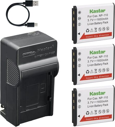 شاحن بطارية Kastar AC وUSB-C، متوافق مع Casio NP-110 NP-160 وJVC BN-VG212، لكاميرات Exilim EX-ZR10 ZR50 ZR70 Z2000 Z3000 وGZ-V500 VX700 VX815 in Kuwait