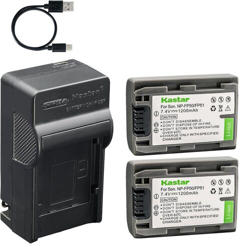 Kastar AC & USB-C Battery Charger, Compatible with Sony NP-FP30 FP50 FP51 FP60 FP70 FP71 FP90 FP91, for DCR-DVD HC SR Series and HDR-HC3 Camcorders in Kuwait