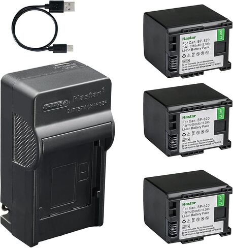 شاحن بطارية Kastar AC وUSB-C، متوافق مع Canon BP-820 BP-828، لكاميرات الفيديو XA10 XA11 XA15 XA20 XA30 XA50 XA70 VIXIA HF G50 G60 G70 GX10 XF400 XF405 in Kuwait
