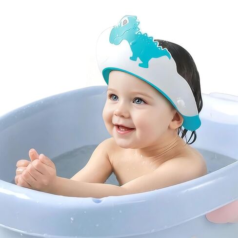 Baby Shower Cap with Bath Rinse Cup, Baby Toddler Hair Washing Shield, Adjustable Silicone Bath Visor for Toddlers, Shower Hat for Kids 1-9 Years, Pink Crown in Kuwait
