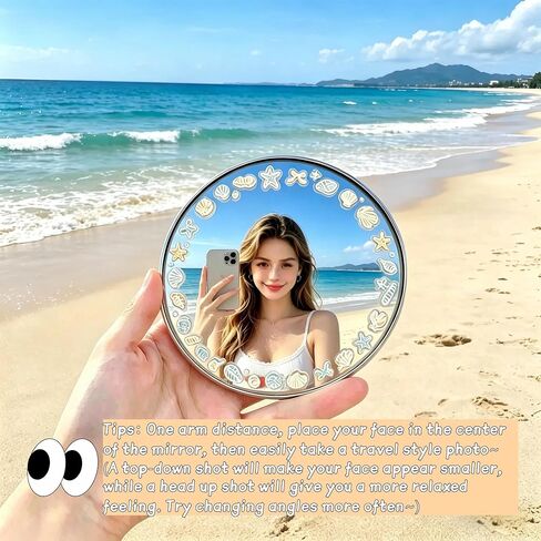 2 Pcs DIY Convex Selfie Mirror with Stickers & Pouches, Shatterproof Handheld Mirror for Travel Photography, Photography Viewfinder for Aesthetic Selfies, Gift for Photographer in Kuwait