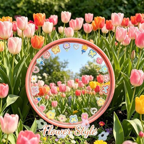 2 Pcs DIY Convex Selfie Mirror with Stickers & Pouches, Shatterproof Handheld Mirror for Travel Photography, Photography Viewfinder for Aesthetic Selfies, Gift for Photographer in Kuwait