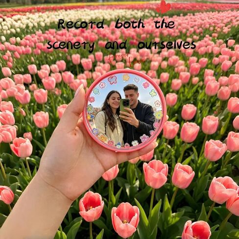 2 Pcs DIY Convex Selfie Mirror with Stickers & Pouches, Shatterproof Handheld Mirror for Travel Photography, Photography Viewfinder for Aesthetic Selfies, Gift for Photographer in Kuwait