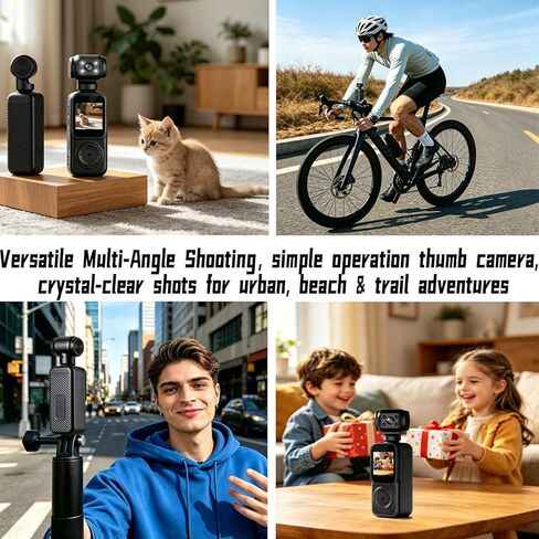 Pocket Camera 4K Output 64GB, WiFi Body Cameras with Audio and Video Recording, Dual Light&7 Hour Battery (Black) in Kuwait