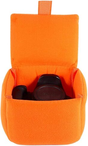 ASHATA DSLR Camera Bag, Water-Resistant DSLR SLR Camera Insert Bag Velvet Insert Camera Protective Bag Case for Women, Men(Orange) in Kuwait
