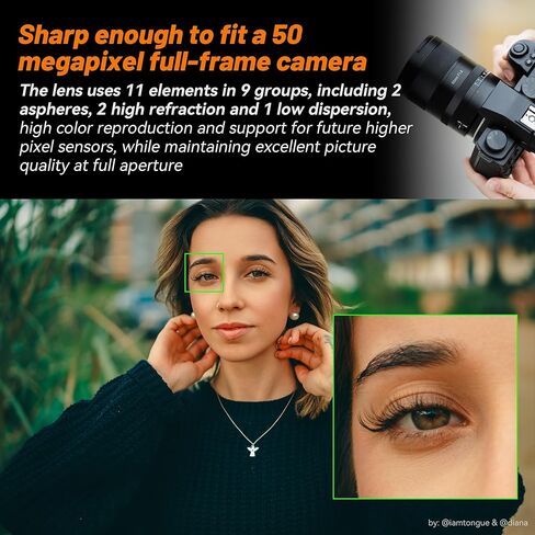7artisans AutoFocus 50 مم F1.8 عدسة كاملة الإطار، فتحة كبيرة F1.8، تدعم التعرف التلقائي/اليدوي على الوجه/العين، متوافقة مع سلسلة Sony FX A1 A9 A7M A7R A7S A7C ZVE، باللون الأسود in Kuwait