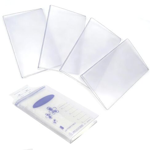 4Pcs Individual Breast Milk Freezer Storage Organizer, Breastmilk Storage Freezer Flat Tray, Clear Flat, Space-Saving, Breastfeeding Bag Organization, Fit 4/5/6oz(Storage Bag Not Included) in Saudi Arabia
