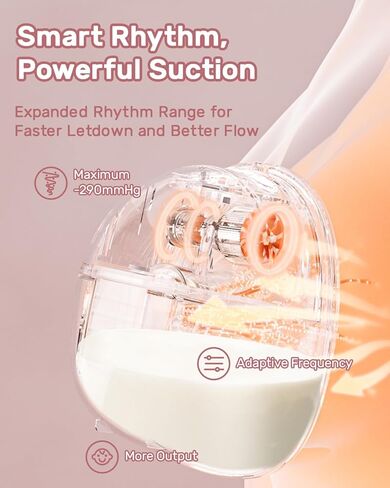 NCVI Wearable Hands Free Breast Pump, 4 Modes & 9 Levels with Multitronic Suction, Ultra-Quiet <42dB, Long Battery Life (150min), 21/24mm Flange Insert, Portable Electric Breastfeeding Pump for Moms in Kuwait