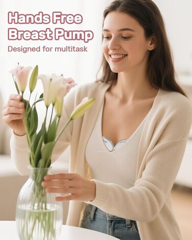 NCVI Wearable Hands Free Breast Pump, 4 Modes & 9 Levels with Multitronic Suction, Ultra-Quiet <42dB, Long Battery Life (150min), 21/24mm Flange Insert, Portable Electric Breastfeeding Pump for Moms in Kuwait