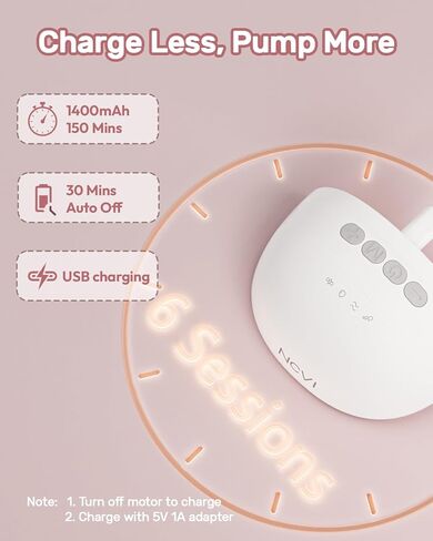 NCVI Wearable Hands Free Breast Pump, 4 Modes & 9 Levels with Multitronic Suction, Ultra-Quiet <42dB, Long Battery Life (150min), 21/24mm Flange Insert, Portable Electric Breastfeeding Pump for Moms in Kuwait