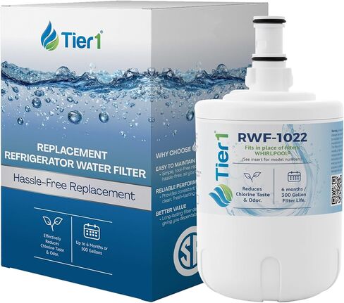 فلتر مياه لثلاجة Tier1 8171413 | بديل لWhirlpool 8171413، Kenmore 9002، EDR8D1، 469002، 8171414، WF286، WSW-4، EFF-6010A، SGF-W31، WFI-NLC200، PS390643، فلتر ثلاجة in Kuwait