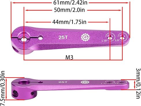 2PCS TGCWENG CNC Aluminum 25T Servo Horn Long Steering Servo Arms Compatible Futaba Savox Xcore HL HSP HD Power Rc Servos Suitable for RC Airplanes RC Plane Car (Blue) in Saudi Arabia