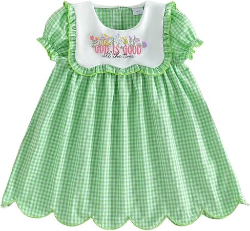 Toddler Baby Girl Easter Dress Christian Clothes God is Good Embroidery Smocked Dress Baptism Outfit in Kuwait