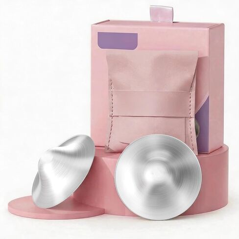 Silver Nursing Cups - 2Pcs -Silver Nipple Covers Breastfeeding for Baby and Mommy Breast Shell,Silver Nipple Covers Breastfeeding in Kuwait