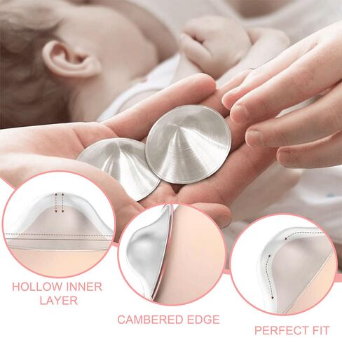 Silver Nursing Cups - 2Pcs -Silver Nipple Covers Breastfeeding for Baby and Mommy Breast Shell,Silver Nipple Covers Breastfeeding in Kuwait