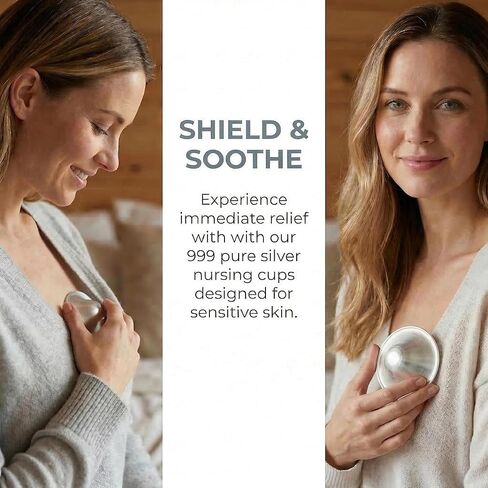 Silver Nursing Cups - 2Pcs -Silver Nipple Covers Breastfeeding for Baby and Mommy Breast Shell,Silver Nipple Covers Breastfeeding in Kuwait