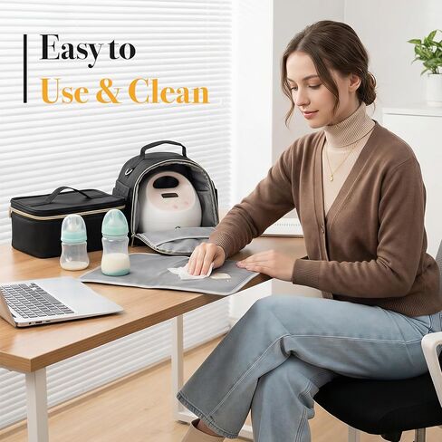 Large Breast Pump Bag for Spectra S1 S2, Double Layer Removable Breast Milk Cooler Bag with 10 Gel Ice Packs & Waterproof Mat, Wearable Pumping Bags for Work Travel & Family, Black in Kuwait