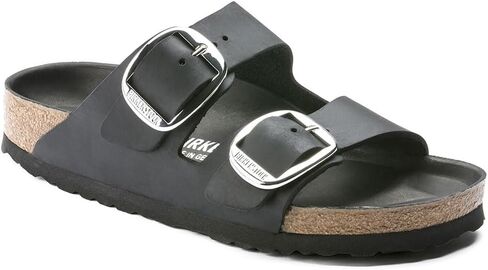 Birkenstock Womens Arizona Big Buckle Holiday Oiled Leather Beach Sandal - Black - US7/EU38 in Kuwait