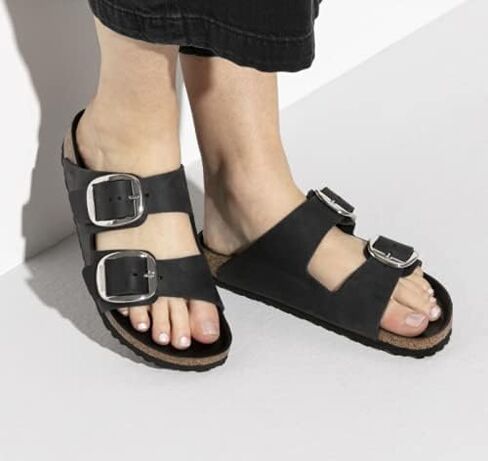 Birkenstock Womens Arizona Big Buckle Holiday Oiled Leather Beach Sandal - Black - US7/EU38 in Kuwait