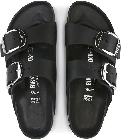 Birkenstock Womens Arizona Big Buckle Holiday Oiled Leather Beach Sandal - Black - US7/EU38 in Kuwait