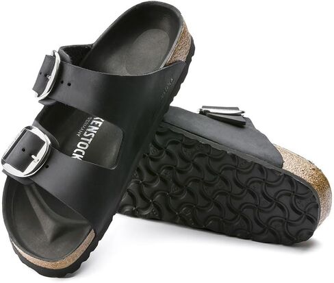 Birkenstock Womens Arizona Big Buckle Holiday Oiled Leather Beach Sandal - Black - US7/EU38 in Kuwait