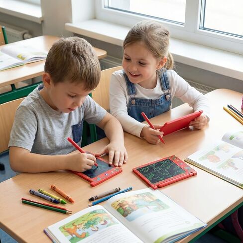 Zonon 24 حزمة هدايا عيد الحب للأطفال الفصول الدراسية 4.4 بوصة كمبيوتر لوحي صغير للكتابة LCD مع بطاقات وحقائب لوح رسم ملون لعيد الحب هدية تبادل الهدايا الجيدة (الفضاء) in Kuwait