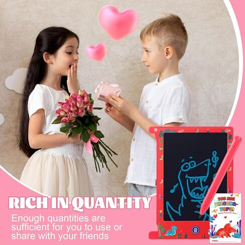 Zonon 24 حزمة هدايا عيد الحب للأطفال الفصول الدراسية 4.4 بوصة كمبيوتر لوحي صغير للكتابة LCD مع بطاقات وحقائب لوح رسم ملون لعيد الحب هدية تبادل الهدايا الجيدة (الفضاء) in Kuwait