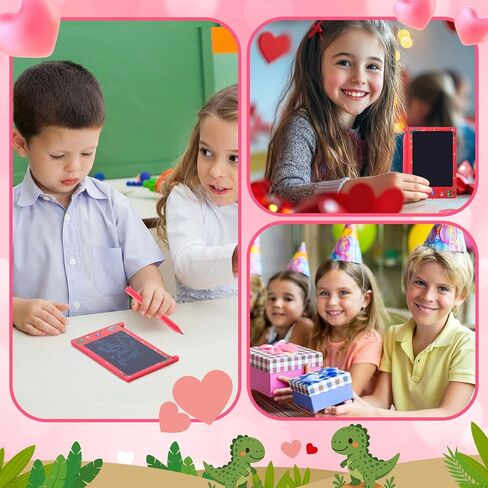 Zonon 24 حزمة هدايا عيد الحب للأطفال الفصول الدراسية 4.4 بوصة كمبيوتر لوحي صغير للكتابة LCD مع بطاقات وحقائب لوح رسم ملون لعيد الحب هدية تبادل الهدايا الجيدة (الفضاء) in Kuwait