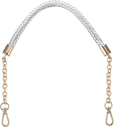 Uonlytech Creative Leather Bag Strap with Metal Chain Detachable Weaving Shoulder Strap for Handbags and Bags Fashionable Accessory for Women Easy Installation in Kuwait