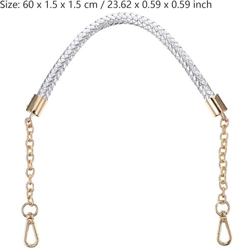 Uonlytech Creative Leather Bag Strap with Metal Chain Detachable Weaving Shoulder Strap for Handbags and Bags Fashionable Accessory for Women Easy Installation in Kuwait