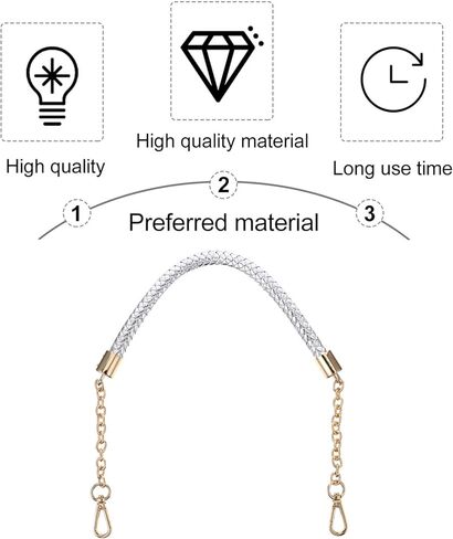 Uonlytech Creative Leather Bag Strap with Metal Chain Detachable Weaving Shoulder Strap for Handbags and Bags Fashionable Accessory for Women Easy Installation in Kuwait