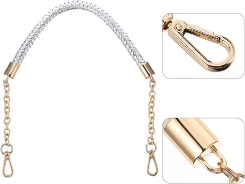 Uonlytech Creative Leather Bag Strap with Metal Chain Detachable Weaving Shoulder Strap for Handbags and Bags Fashionable Accessory for Women Easy Installation in Kuwait