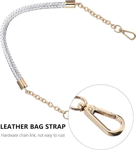 Uonlytech Creative Leather Bag Strap with Metal Chain Detachable Weaving Shoulder Strap for Handbags and Bags Fashionable Accessory for Women Easy Installation in Kuwait